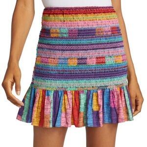 FARM Rio Anthropologie Embroidered Stripe Mini Skirt